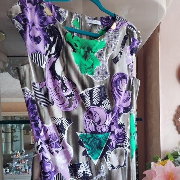 NWT - Versace Collection Multicolor Cap-sleeve dress - Made in Italy- IT 44 - Picture 2 of 8